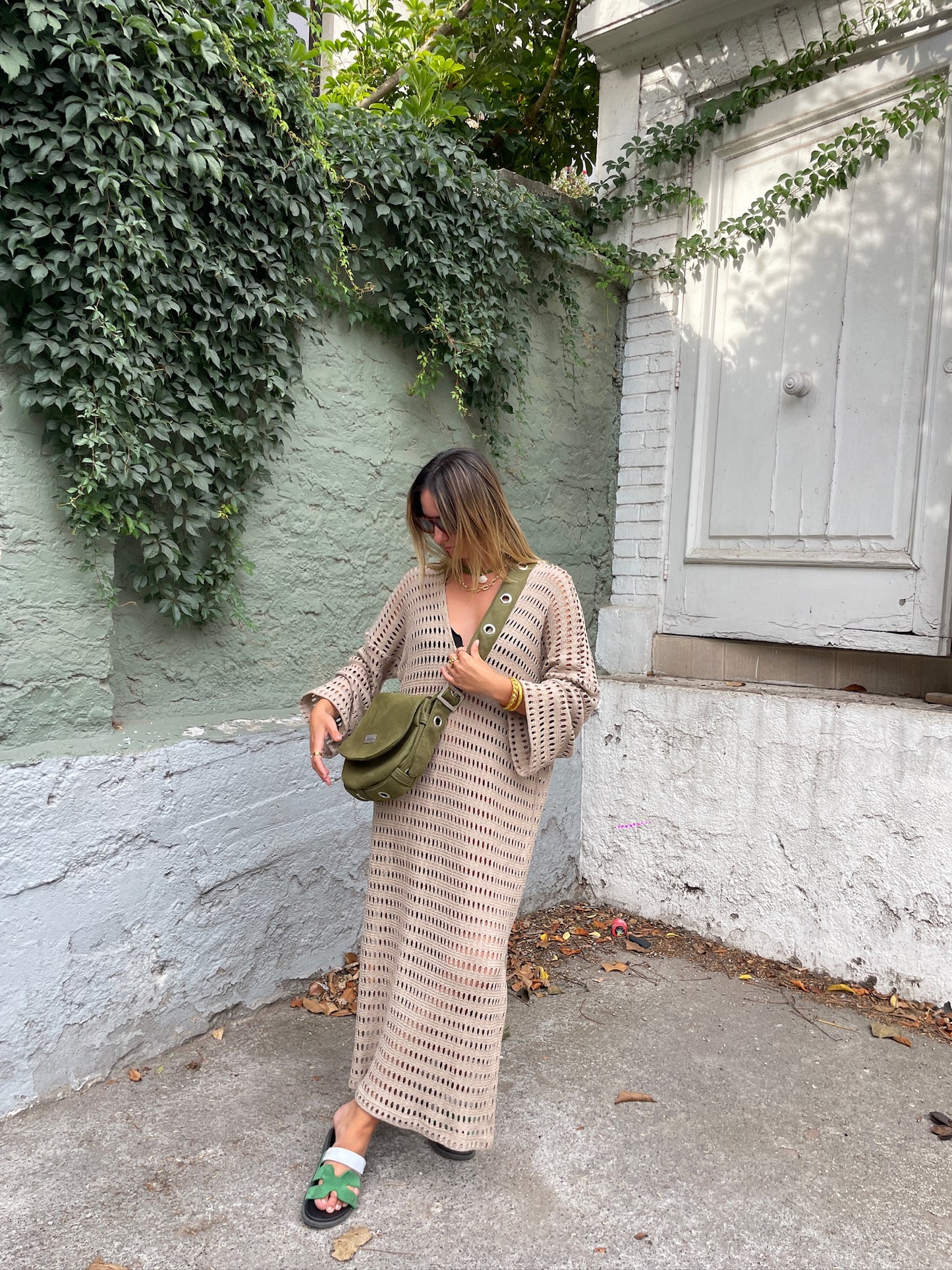 Crêpe Bag Olive Eco Cuero